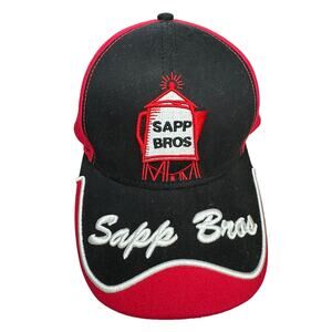 Sapp Bros. Trucker Hat Red Baseball Cap - Adjustable Velcro Strap